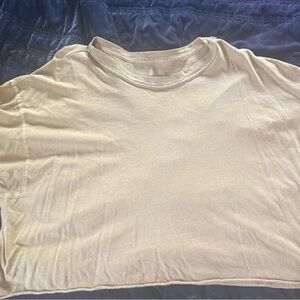 Free People Movement Cropped Boxy Tee - Nude/Cream (Size L/G)